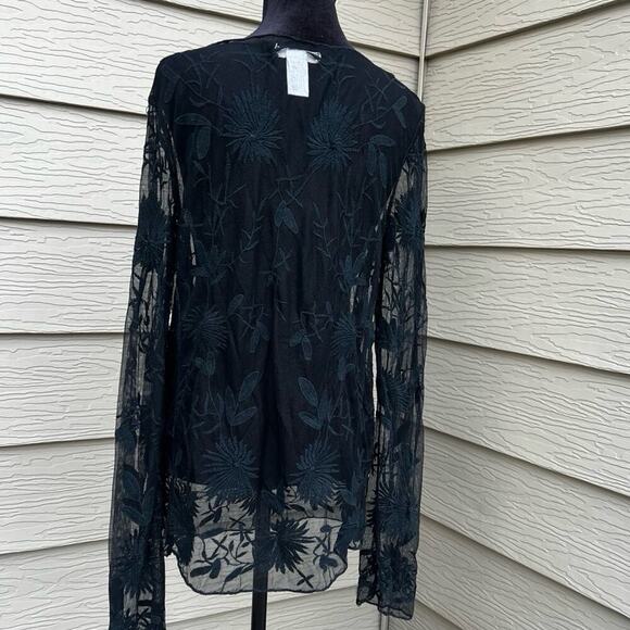 Ya Los Angles women’s size L, lace sheer long sleeve top - Picture 1 of 9